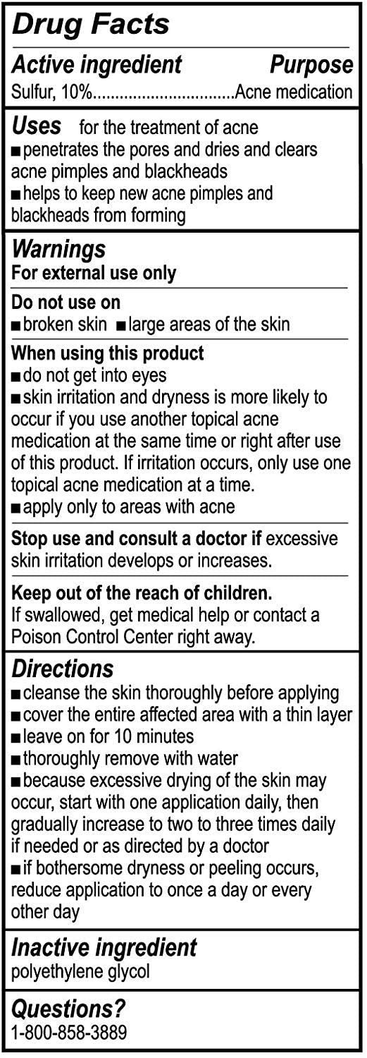 De La Cruz 10% Sulfur Ointment - Cystic Acne Treatment for Face and Body - Daily 10 Min Spot Treatment Mask Safe and Effective Game Changing Hormonal Acne Treatment that Clears Up Pimples 2.6oz 6 Pack