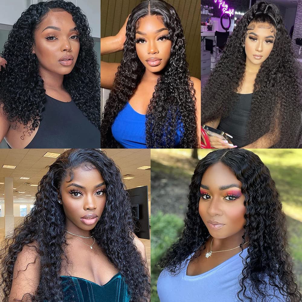 13x4 Water Wave Lace Front Wigs Human Hair 180 Density 26 Inch Lace Front Wig Human Hair Pre Plucked Bleached Knots Lace Front Wig for Black Women Wet n Wavy Lace Front Wig Human Hair