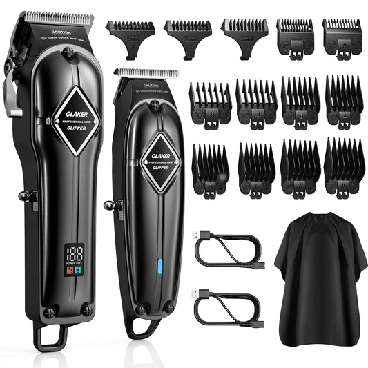 GLAKER Hair Clippers for Men Professional - Cordless Clippers and Trimmers Set, Complete Barber Kit for Hair Trimming & Beard Grooming, Mens Haircutting Kits for Blending & Fade Cuts