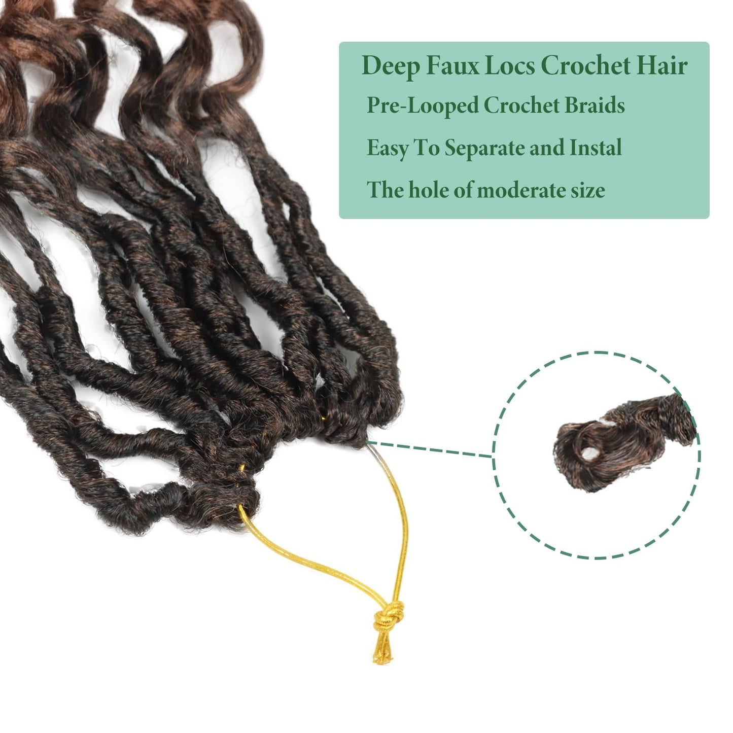 Faux Locs Crochet Hair 14 Inch With Curly Ends Goddess Locs Crochet Hair Soft Locs Crochet Braids Pre Looped Deep Wave Crochet Hair for Black Women Hair Extensions(Black mixed blue)