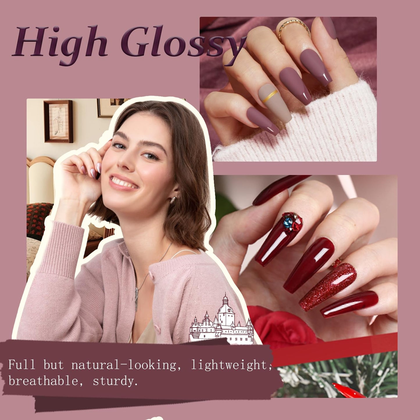 170Pcs Dip Powder Nail Kit, AZUREBEAUTY 36 Colors Brown Purple Christmas New Year Winter Dip Nail Powder Starter Set with Essential Liquid and Removal Accessories Set for French Nail Manicure Salon