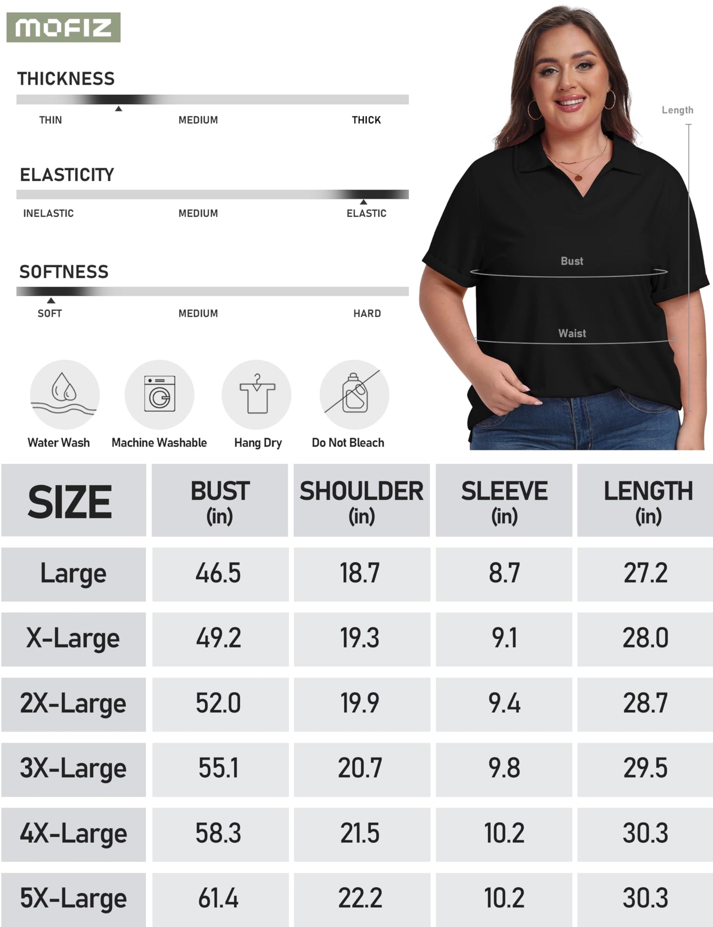 MoFiz Golf Shirts for Women Plus Size V-Neck Collared Athletic Polo Shirt Short Sleeve Tennis T-Shirt Oversized Cooling Yoga Active Tops 3XL Black