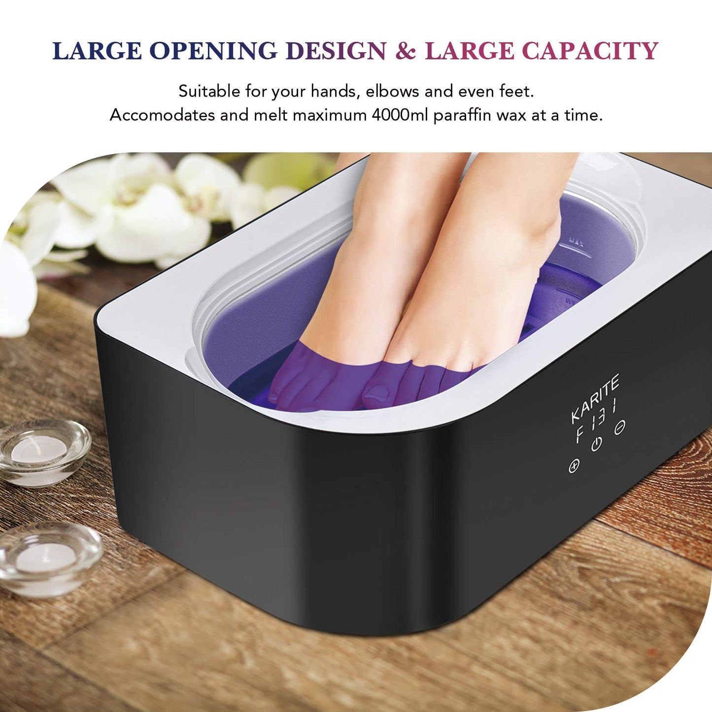 KARITE Lavender Scented Paraffin Wax Beads Blocks - 4 Pack for Bath, Hand, Feet Dry Skin Moisturizing, Hydration, and Nourishment