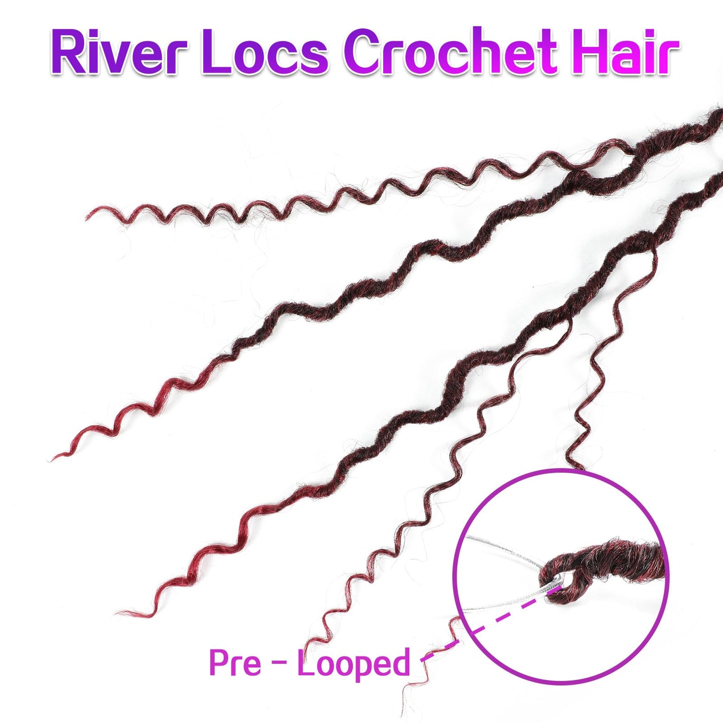 Goddess Locs Crochet Hair 8Packs River Faux Locs Crochet Hair for Black Women Pre Looped Synthetic Deep Curly Hairstyle (22in Tbug)