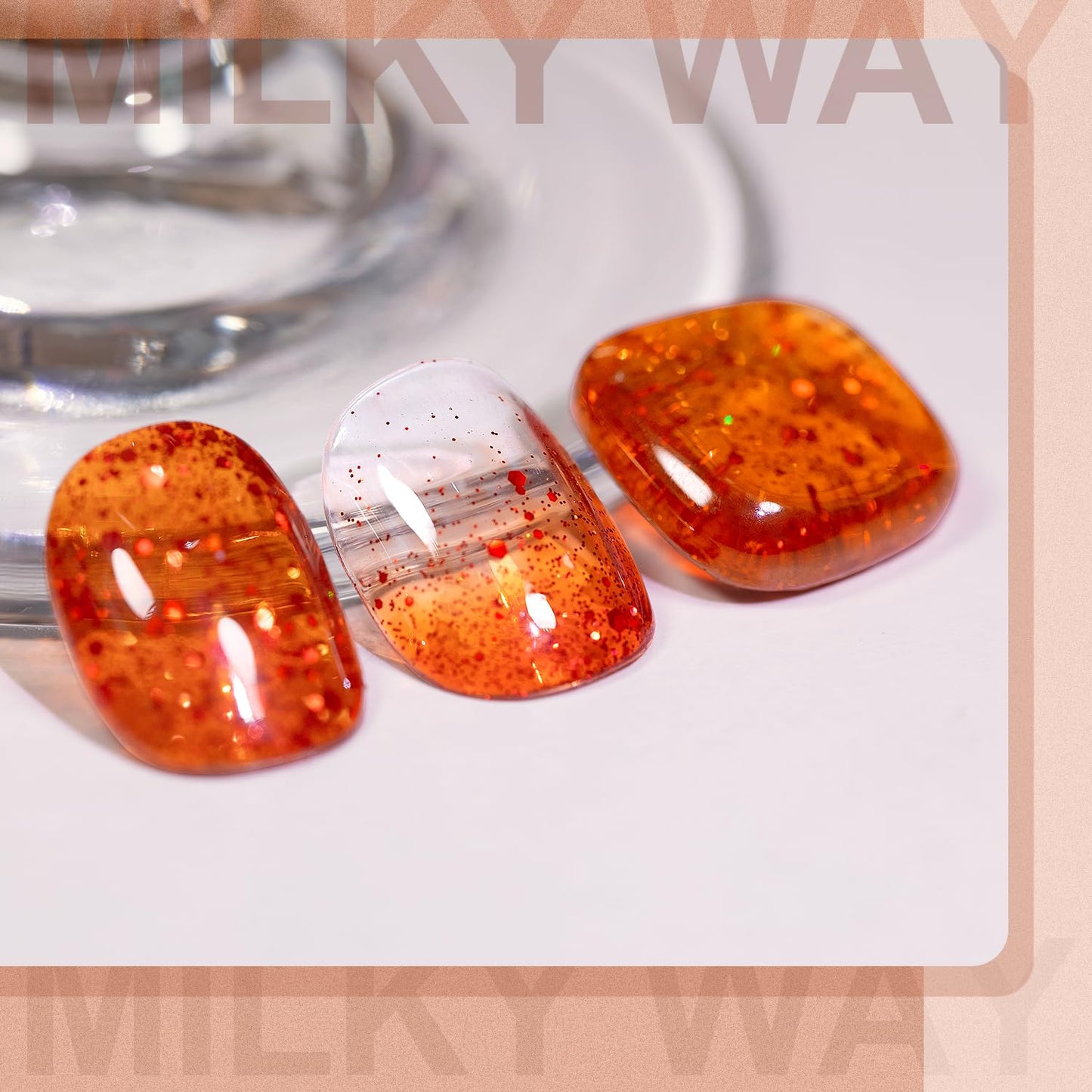 RARJSM Rainbow Glitter Gel Nail Polish Diamond Gel Polish Orange Red Big Flakes Sparkly Chunky Iridescent Pigments Nail Gel Polish Soak off Led UV Curing Required for Nail Art Salon Manicure