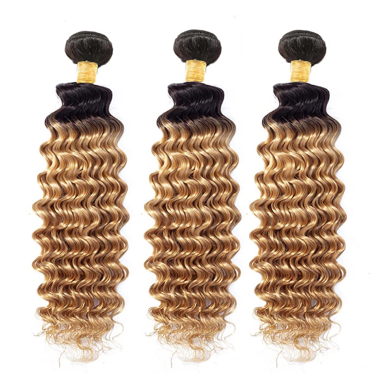 12 14 16 inch Honey Blonde Bundles Human Hair Ombre Bundles 1B27 Honey Blonde Deep Wave Bundles Grade 8A Black And Honey Blonde Bundles Human Hair Wet and Wavy Human Hair Bundles