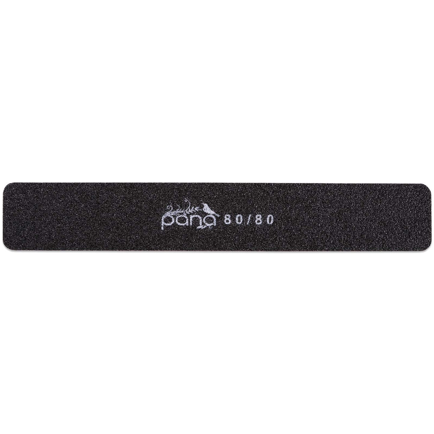 10pcs - PANA Jumbo Double-Sided Emery Nail File for Manicure, Pedicure, Natural, and Acrylic Nails - Black (Grit 80/80)