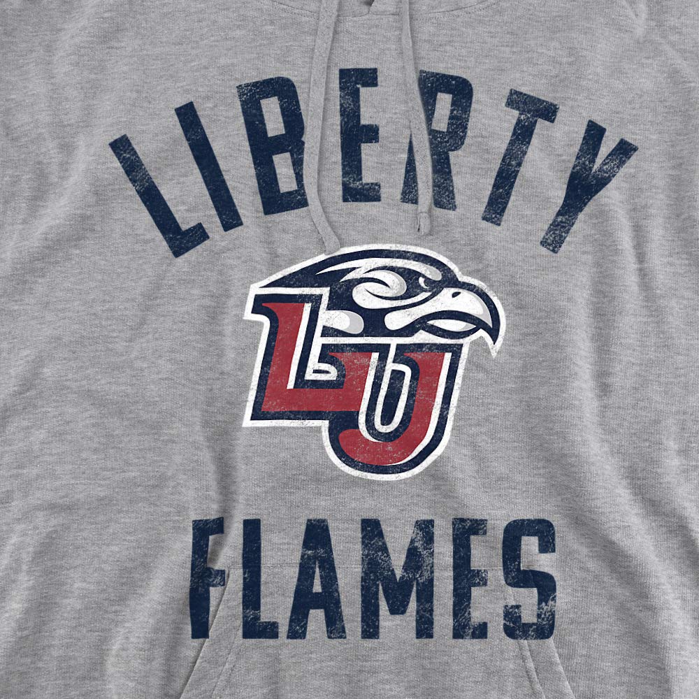 Liberty University Official Flames Logo Unisex Adult Pull-Over Hoodie,Athletic Heather, Medium