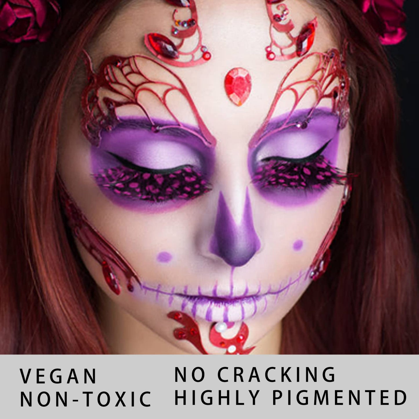 MEICOLY Purple Cream Face Body Paint,2.37Oz Large Tube Water Based Non-Toxic Full Body Paint for Adult and Kids,Highly Pigmented Face Painting for Halloween SFX Special Effects Ursula Cosplay Makeup
