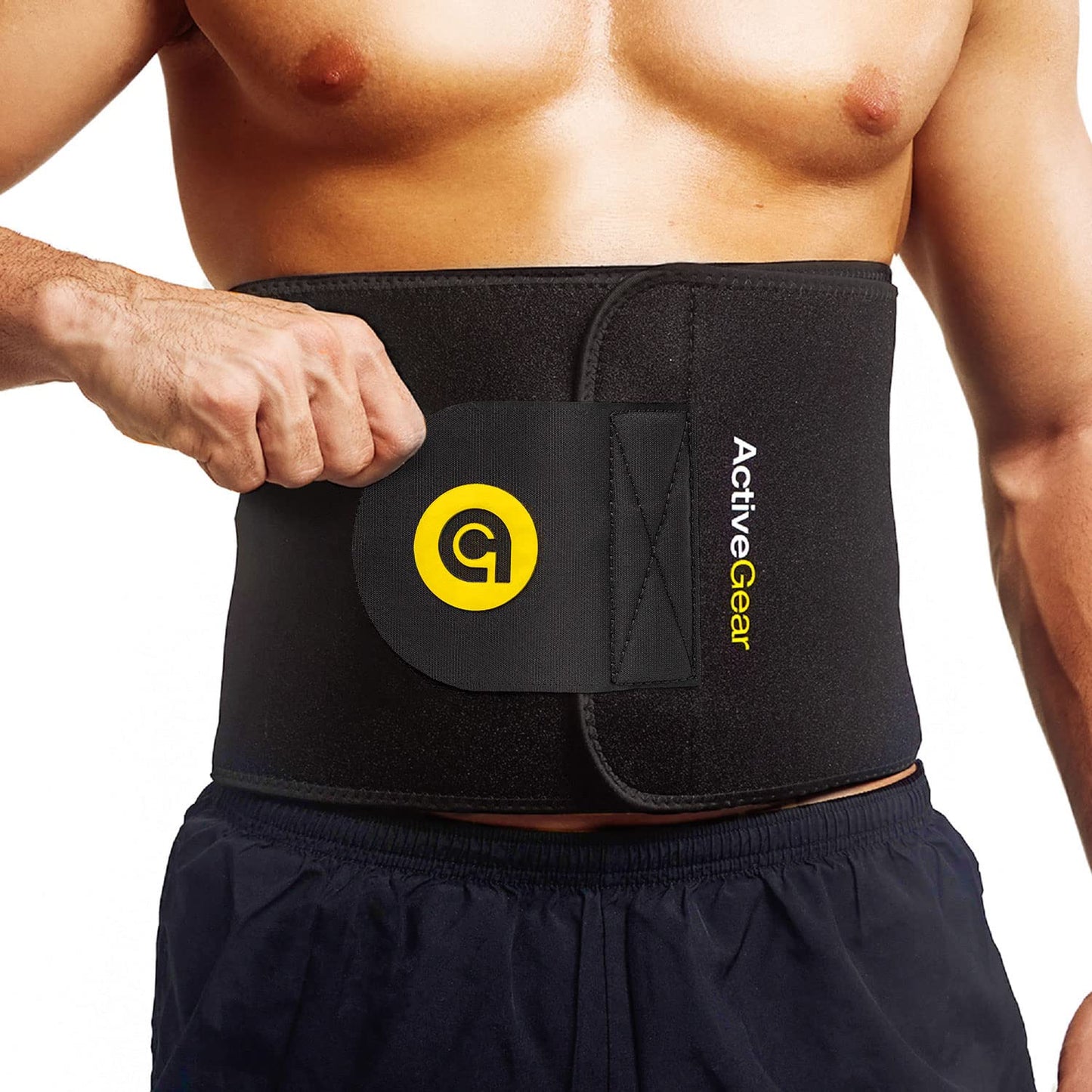 ActiveGear Waist Trimmer Belt for Stomach and Back Lumbar Support, Medium: 8" x 42" - Yellow