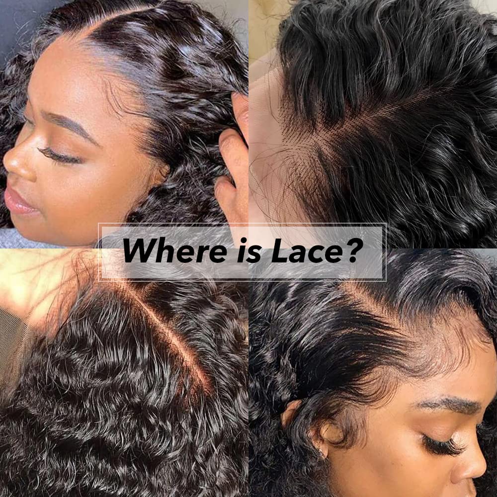 200% Density 13x6 HD Transparent Curly Lace Front Wig Human Hair Pre Plucked Glueless Kinky Curly Lace Front Wig Human Hair Wigs with Baby Hair Bleached Knotsigs For Women(13x6 Lace Front Wig 18 Inch)
