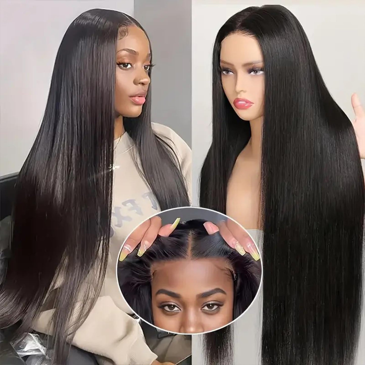 20 inch Straight Lace Front Wigs Human Hair 250% Density Wig 13 x 4 Lace Front Glueless Wigs Pre Plucked Pre Cut Virgin Wigs for Women Natural Black