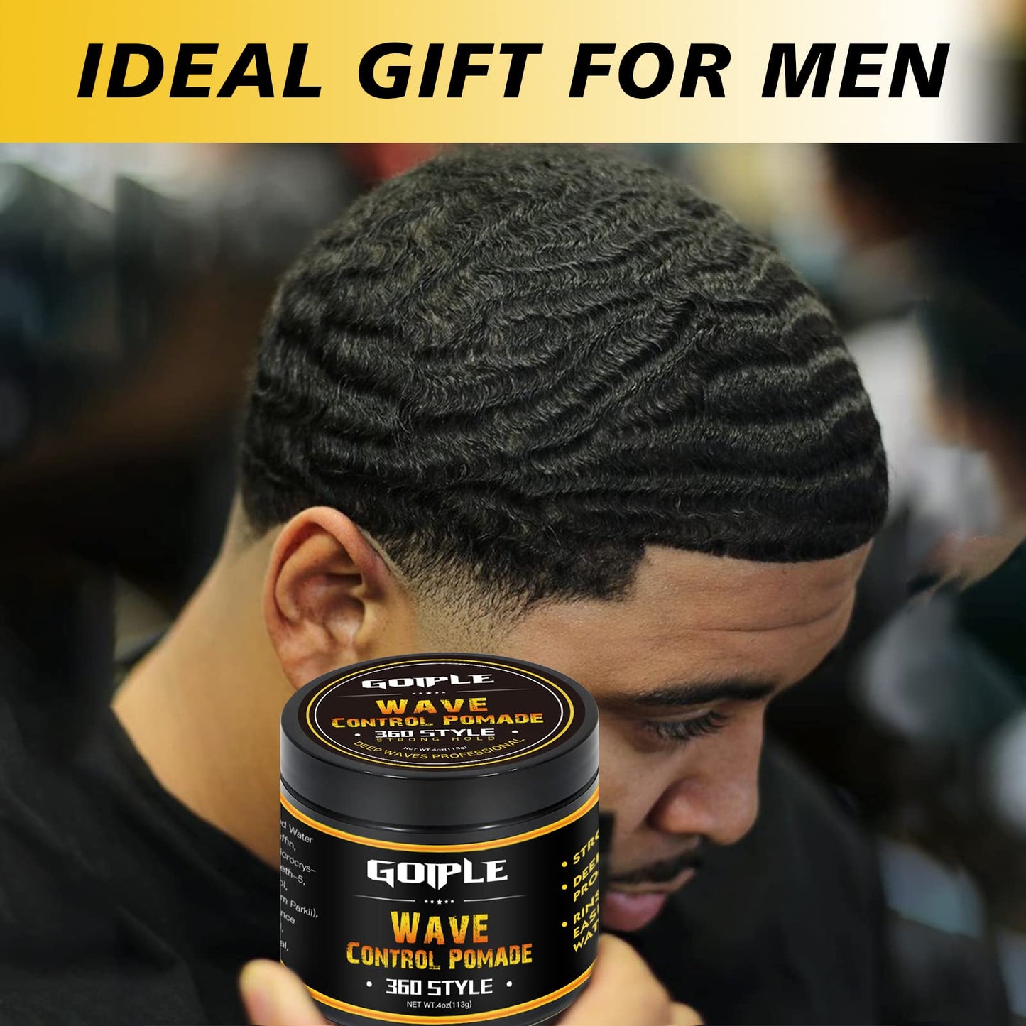 Natural Wave Pomade for Men Strong Hold, Easy Wash 360 Wave Training Hair Cream, Waves Grease for Men Promotes Layered Waves, Moisture, Control & Shine (Wave Pomade+Wave Brushes*2+ Silky Durag)