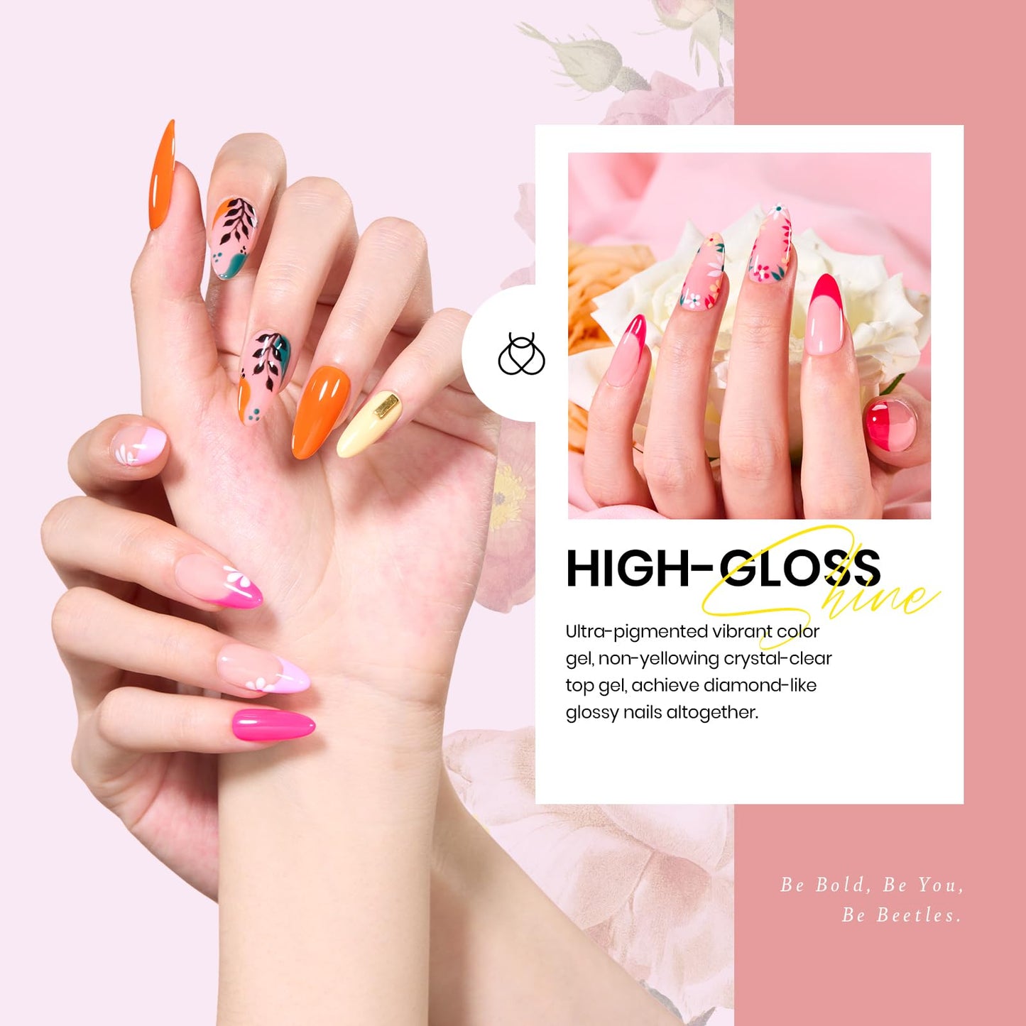 beetles Gel Polish Set 36 Colors Verse of Flower Collection Valentine Gel Nail Polish Pink Red Green Blue Purple Gel Polish with 3Pcs Base Top Coat Soak off UV Gel & Nail Art Stickers Gifts for Women