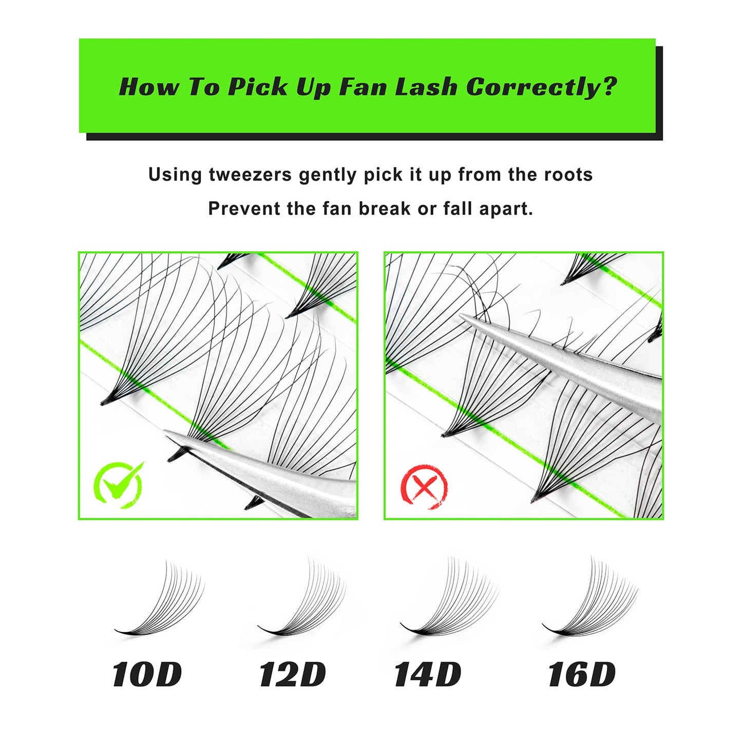 500 Fans 10D 0.07D 8-15MM Middle Stem Premade Lashes & 600 10D 0.07D 8-15MM Fans Loose Fans Premade Lashes
