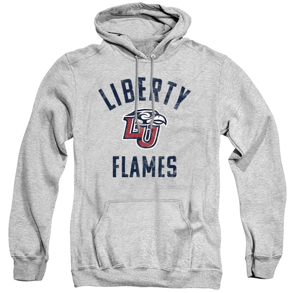 Liberty University Official Flames Logo Unisex Adult Pull-Over Hoodie,Athletic Heather, Medium
