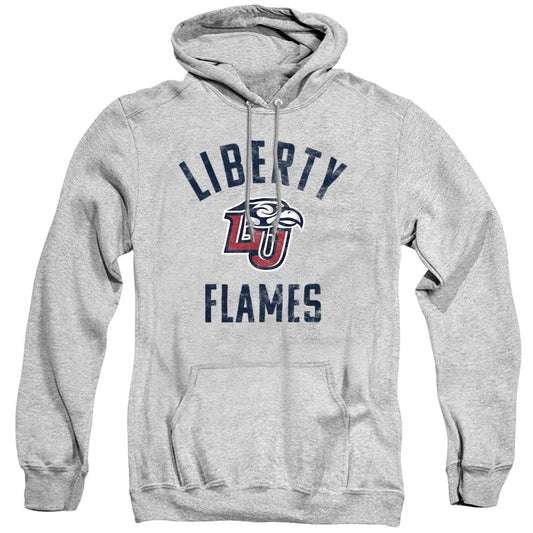 Liberty University Official Flames Logo Unisex Adult Pull-Over Hoodie,Athletic Heather, Medium