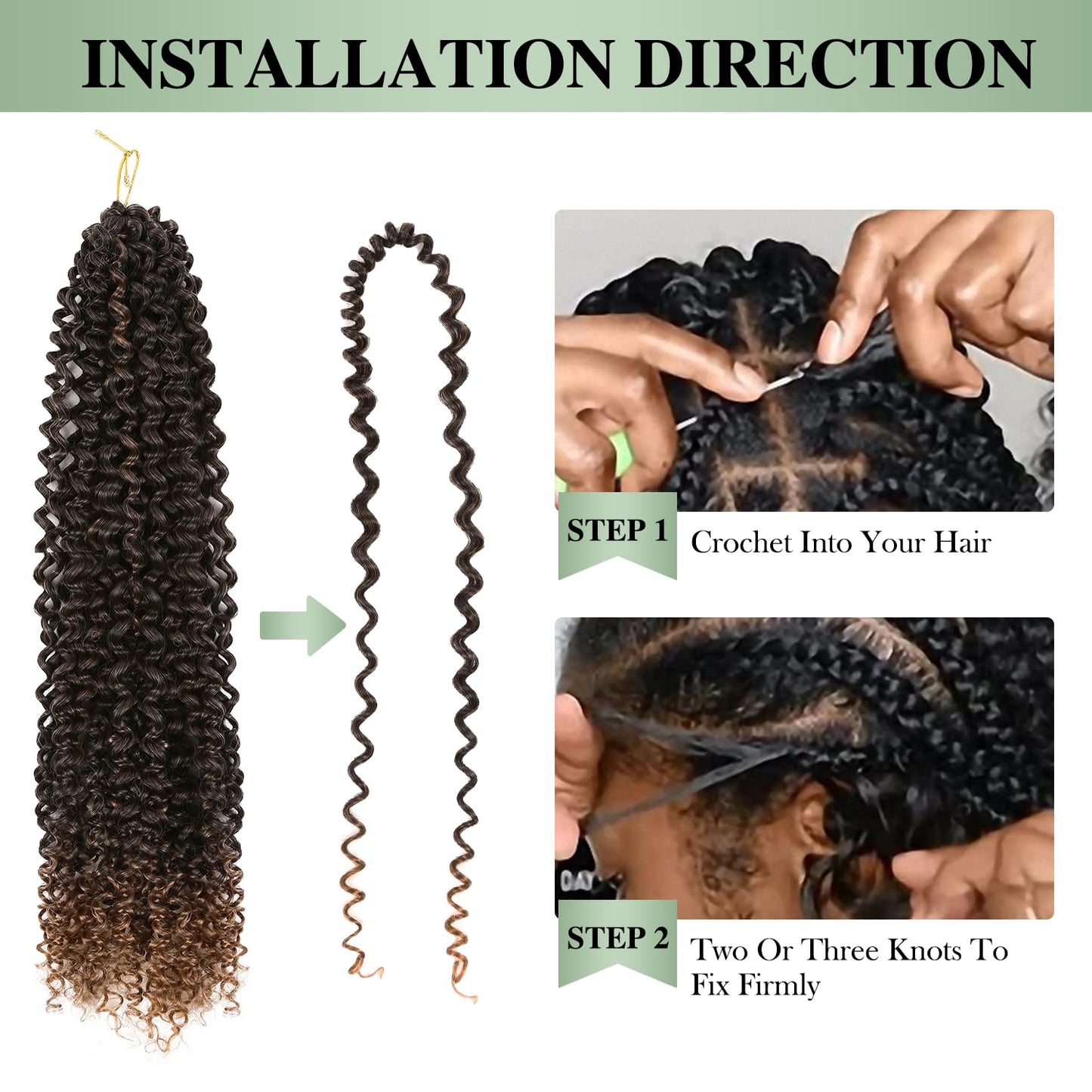 WIGER Kinky Curly Braiding Hair Marlybob Crochet Hair Ombre Brown Jerry Curly Passion Twist Hair 18 Inches Long Curly Crochet Braids for Women Synthetic Kinky Twisted Hair Extensions (6 Packs, 1B/30)
