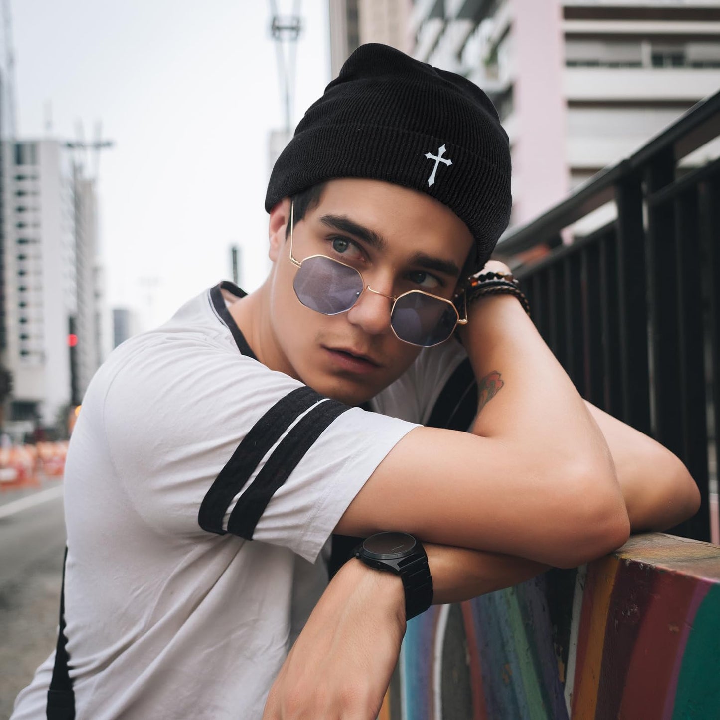 Cross Beanie Jesus Beanie Black Beanies Cozy Knit Beanie Unisex Winter Warm Skull Cap for Men & Women