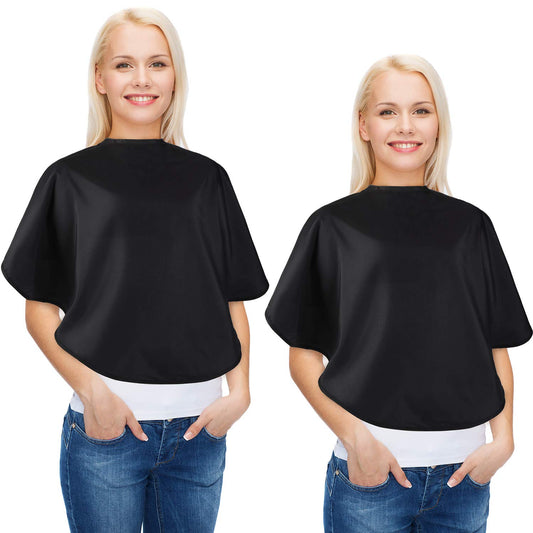 2 Pcs Makeup Cape Makeup Bib Waterproof Beauty Salon Barber Bib Dye Cape Styling Shampoo Apron for Hairdresser Artist Clients(Black)