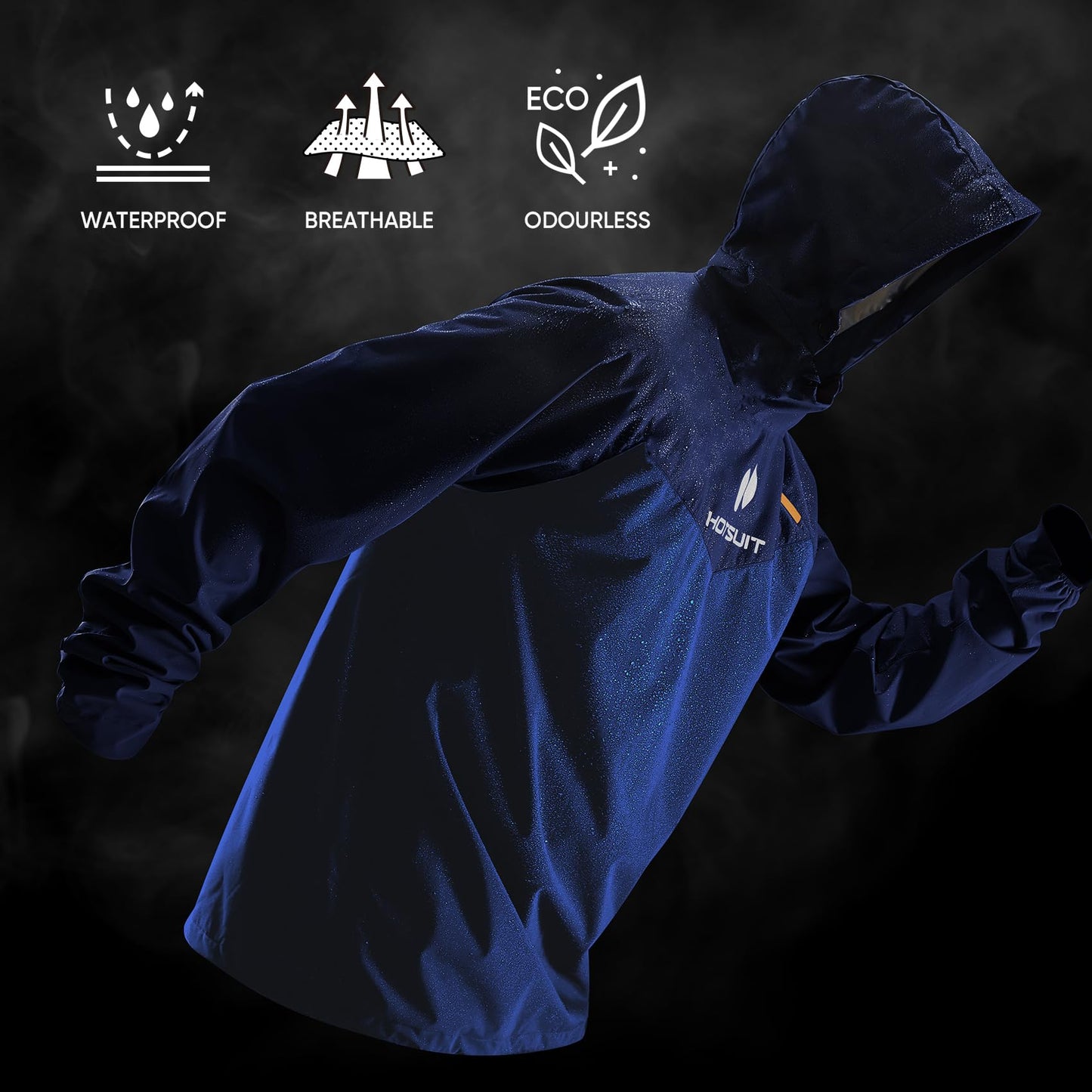 HOTSUIT Sauna Jacket for Men Workout Weight Loss Sauna Shirts, Navy, S