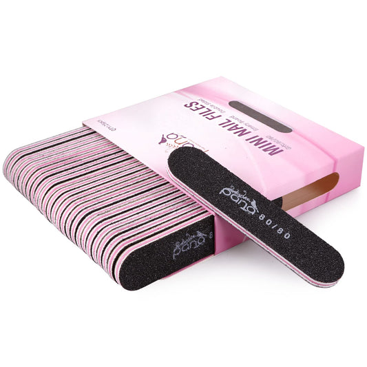 25PCS Mini Size PANA Professional Double Sided Nail Files - Black, 80/80 Grit - Emery Board Nail Buffering File Manicure Pedicure Nail Polisher Washable