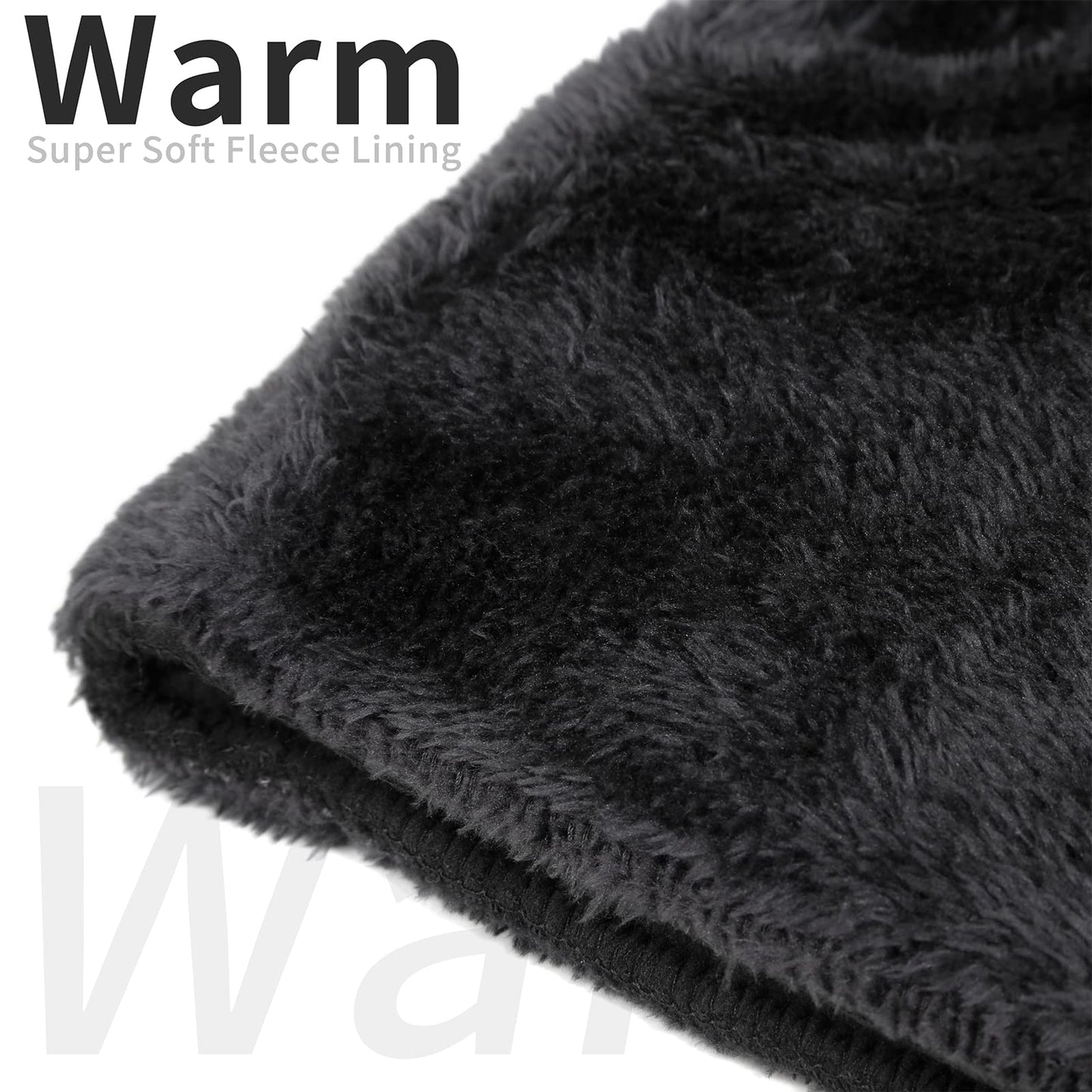 Achiou Ski Mask for Women Men, Sherpa Hood Ski Mask, Winter Balaclava Windproof Hooded Scarf Cold Weather Hat Neck Warmer Black