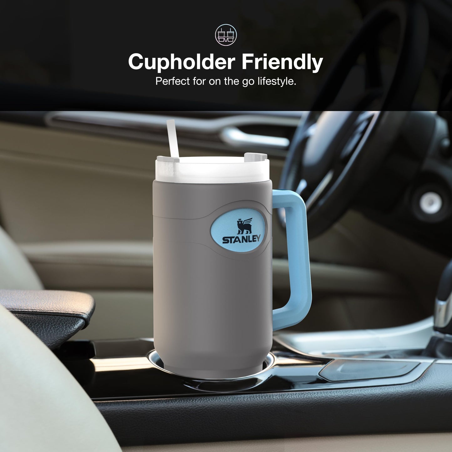 ENCASED Silicone Protector Boot Compatible with Stanley 40oz Quencher Tumbler with Handle, Full Body Sleeve Case (Gray)