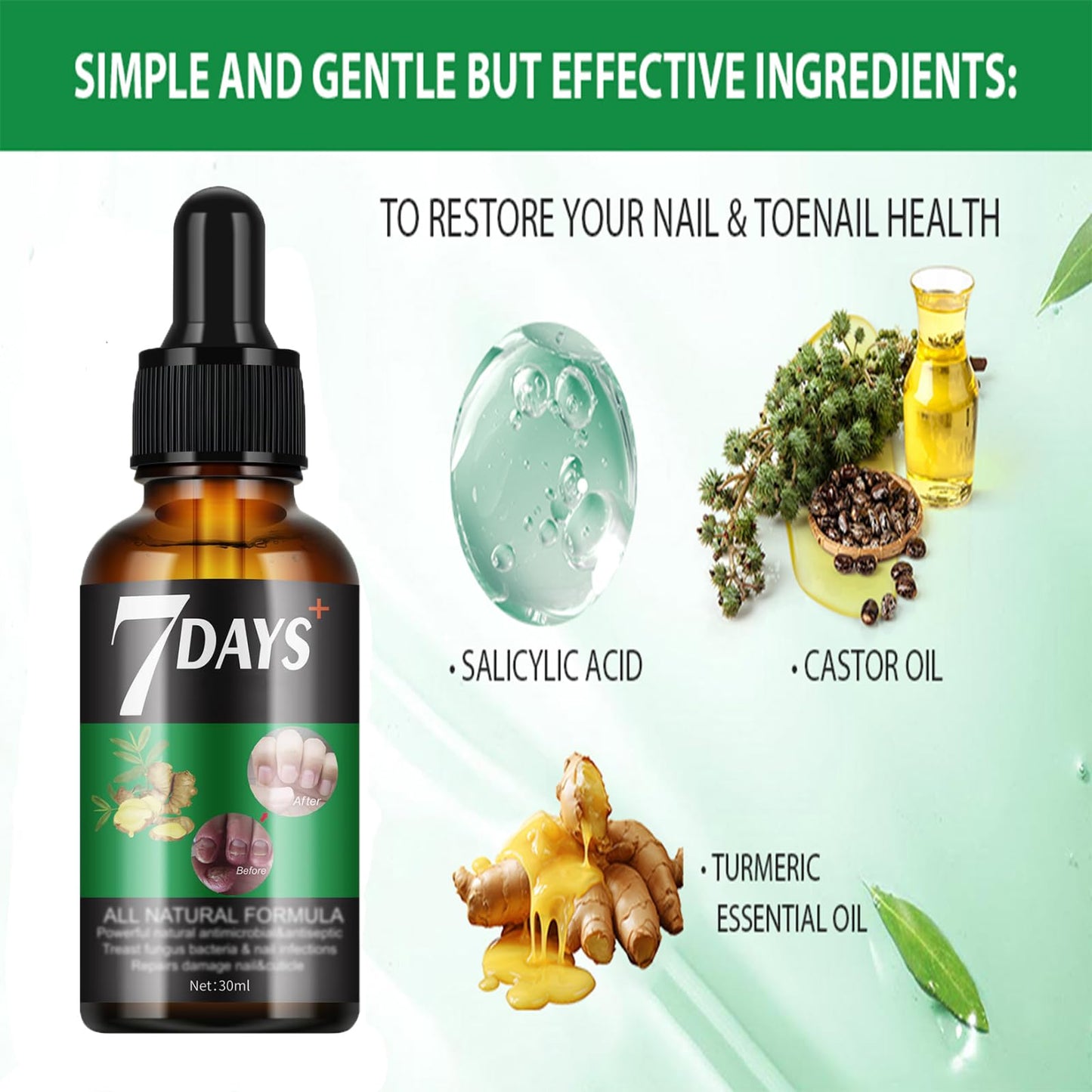 Ginger Nail Treatment Nail Growth Serum, Ginger Nail Growth Oil for Damaged Nails - Repair and Strengthen for Glowing, Beautiful Nails 30ML / 1.06OZ (1 PCS)