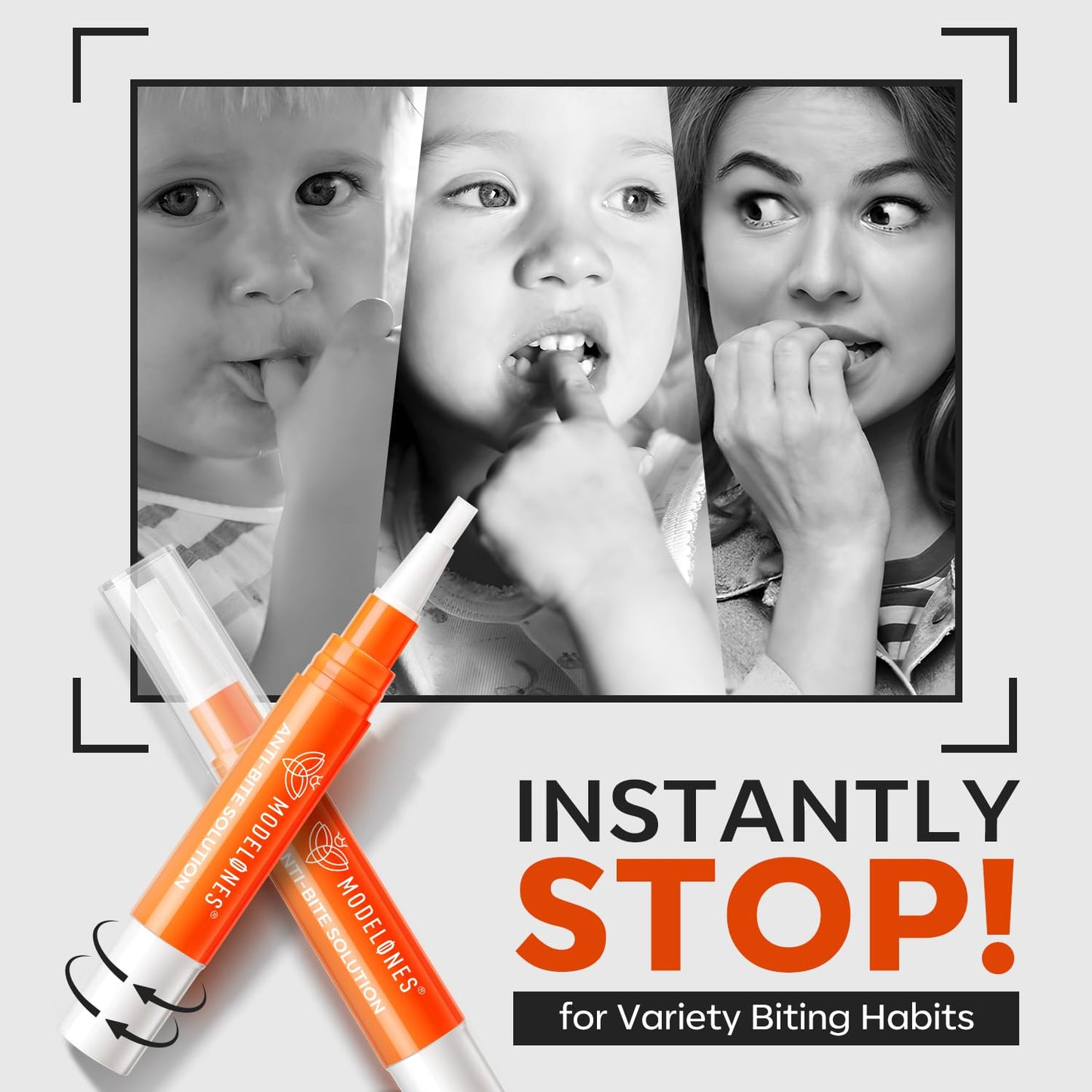 modelones Stop Nail Biting Pen, Nail Biting Prevention, Thumb Sucking Deterrent, Nail Biting Treatment for Kids & Adults, Natural Nail Care Pen to Help Stop Nail Biting Habit, Safe Solution for Biters