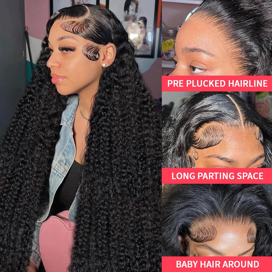 13x6 Water Wave Lace Front Wigs Human Hair Wigs 10A 250 Density HD Transparent Wet and Wavy Lace Front Wigs Human Hair Glueless Deep Curly Lace Frontal Wigs Human Hair Pre Plucked for Women (22 Inch)