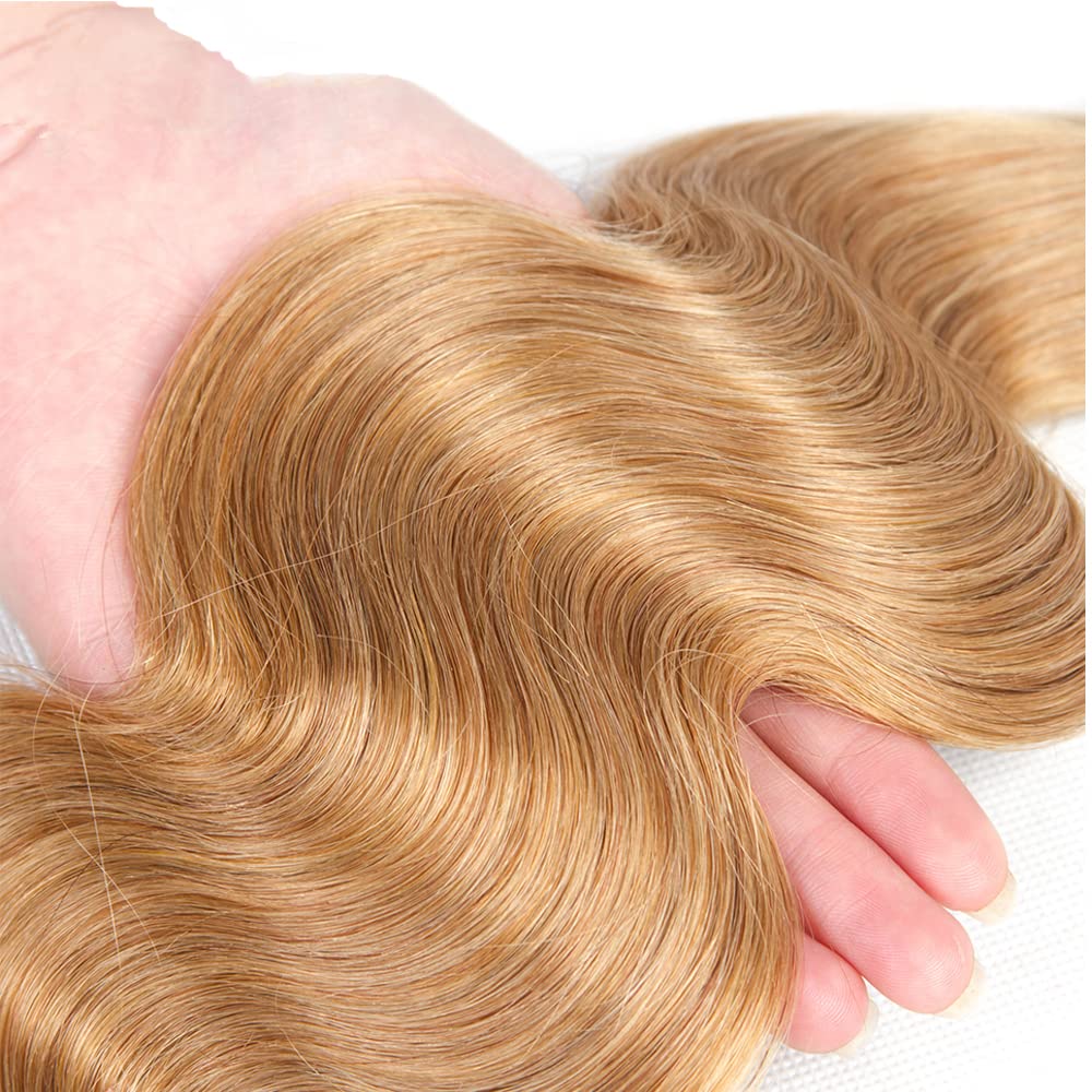 34 34 Inch Color 27 Blonde Bundles 27 Body Wave Bundles Human Hair Unprocessed Brazilian Remy Hair 2 Bundles Honey Blonde Body Wave Bundles Double Weft 27 Bundles Hair Weave