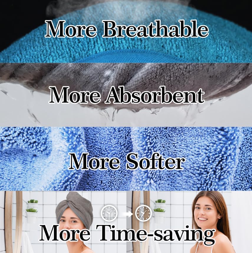 YoulerTex Microfiber Hair Towel Hair Wrap: 2 Pack 10X26 Hair Dryer Towels for Women Absorbent Turban Twist Drying Shower Cap Curly Hair Products for Hair Care Hair Accessories (03 White)