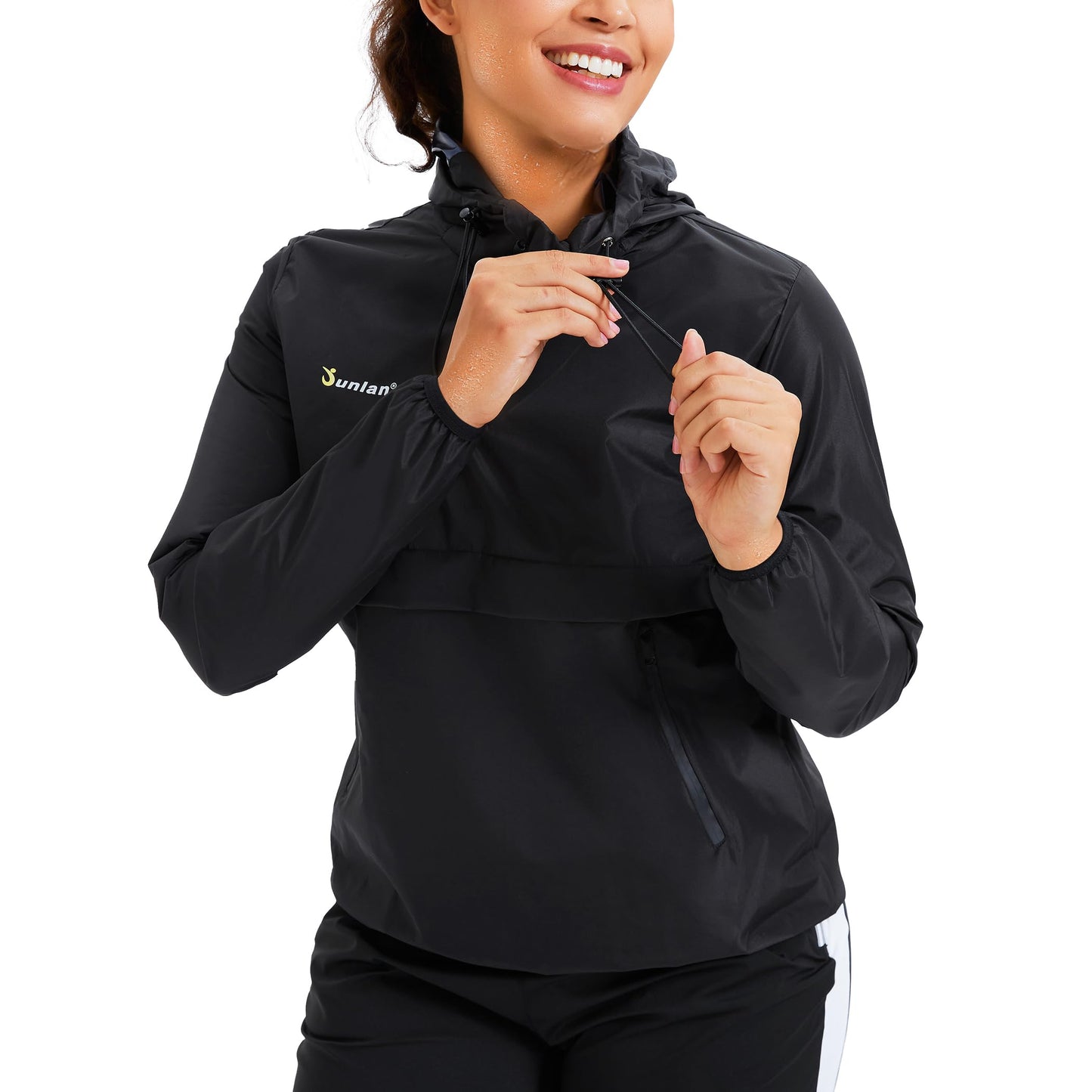 Junlan Sauna Suit for Women Sweat Jacket Gym Workout Vest Sweat Suits for Women (A.Blue Tops Only,Small)