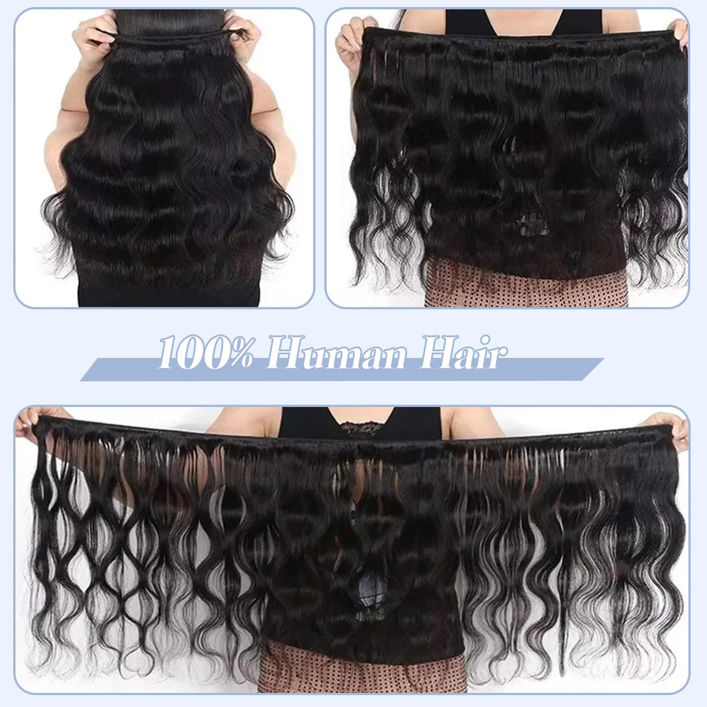 12A Human Hair Bundles 100% Unprocessed Brazilian Virgin Human Hair 3 Bundles 20 22 24 Inch Body Wave Human Hair Bundles Quick Weave Hair Bundles Extensions Hair Natural Black For Women
