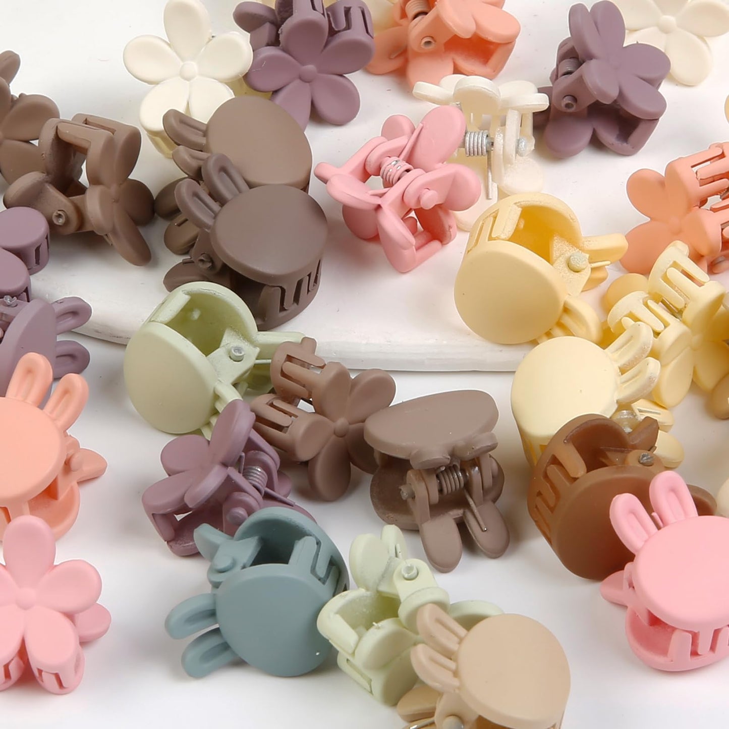 100Pcs Colorful Mini Flower Hair Clips Set, TEBIEKOY Small Hair Clips Mini Hair Claw Clip Bunny Ear Hair Clip Cute Jaw Clips Hair Pins Hair Barrettes Tiny Flower Hair Accessories for Women