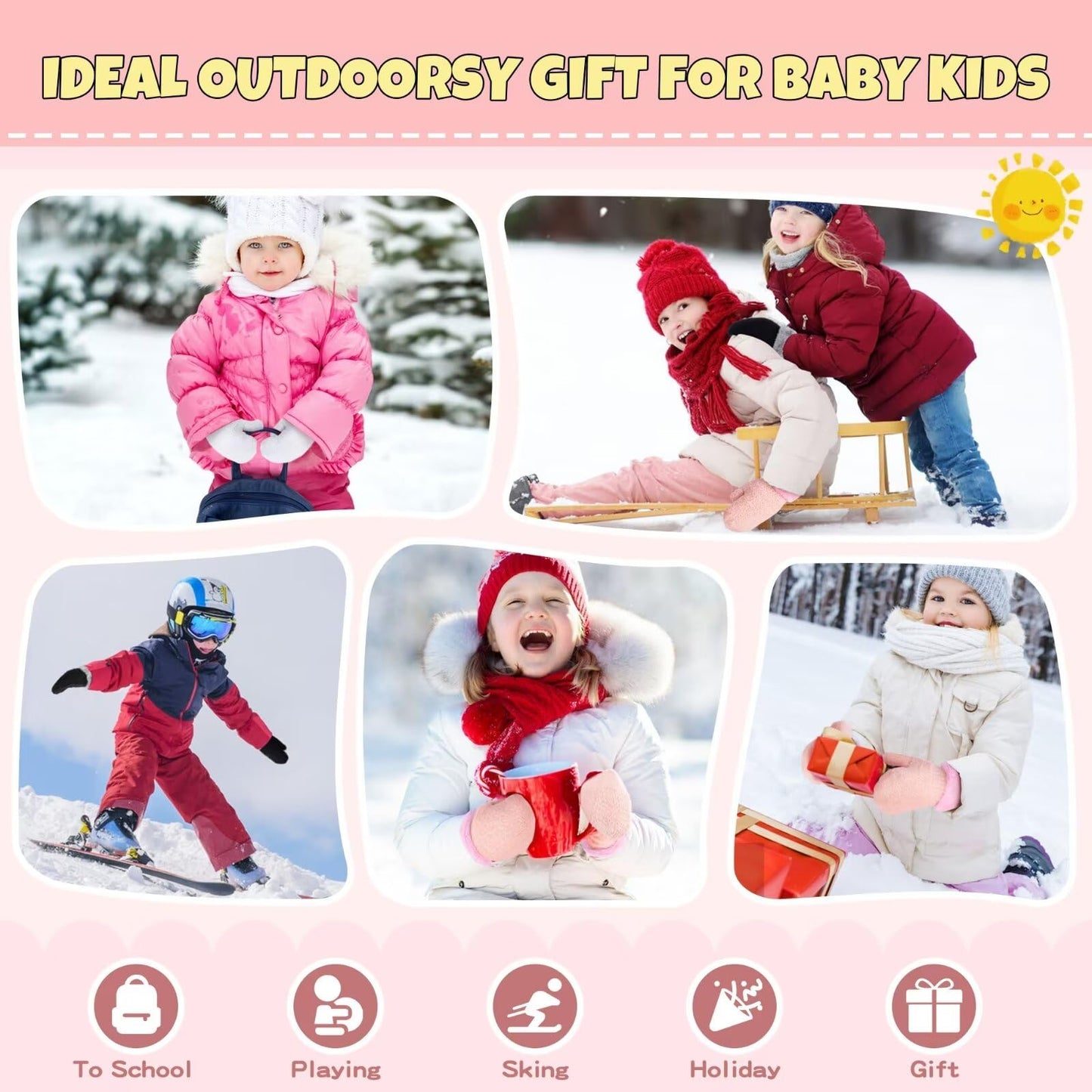 3 Pack Baby Mittens for Toddler Girls Boys, 2 Size Winter Mitten Gloves for Baby Infant Newborn Kids, Unisex Warm Fleece Lined Gloves Hand Mittens for Cold Weather-03
