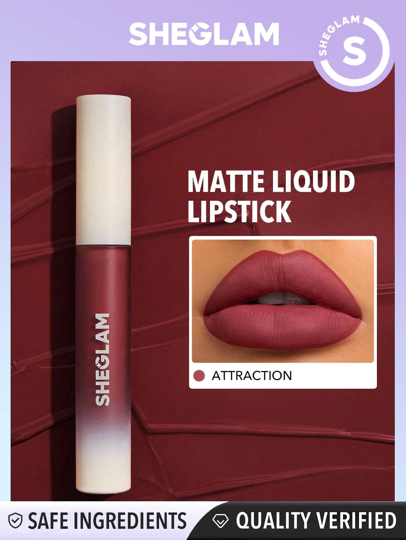 SHEGLAM Matte Allure Liquid Lipstick Long Lasting High Pigment Lipstick Nourishing Sunflower Oil Reduce Lip Care-Attraction