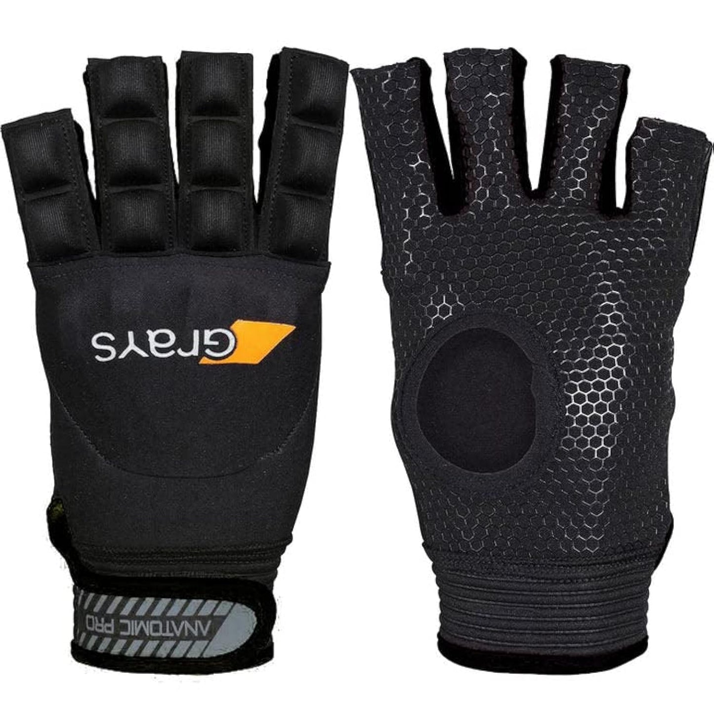 GRAYS Black Left Medium Outdoor Field Hockey Gloves | Anatomic Pro Field (Fingerless)