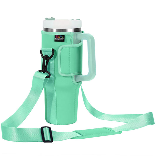 Nuovoware Water Bottle Carrier Bag Fits Stanley 40 Oz Tumbler with Handle, Water Bottle Bag with Adjustable Shoulder Strap, Neoprene Water Bottle Holder for Stanley Water Bottle Accessories, Teal