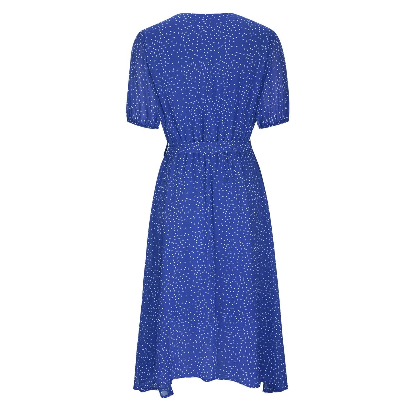 10 and Under Gifts, Dresses for Women 2024 Casual Fashion V Neck Swing Polka Tie Waist Dress Summer Ruffle Short Sleeve Midi Sundress