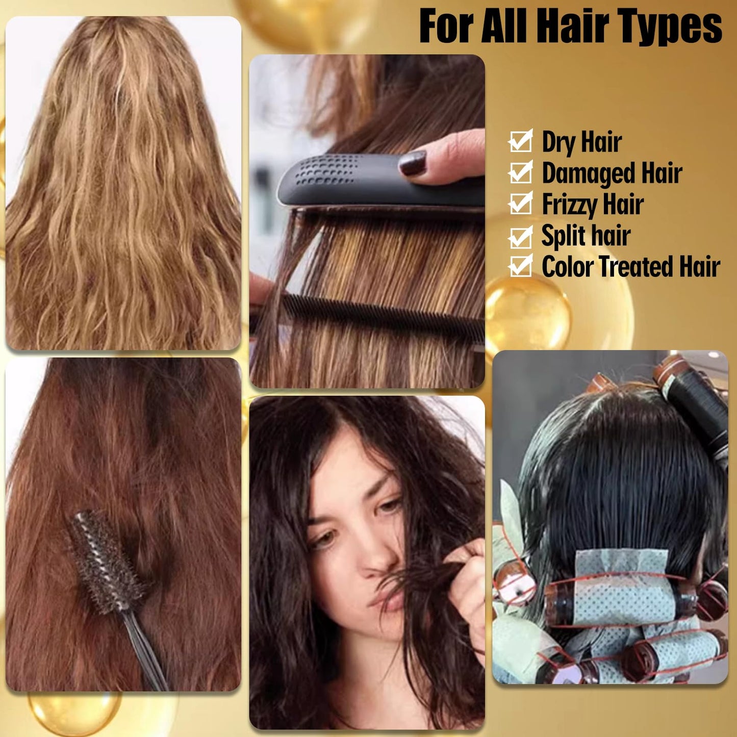 Keratin Hair Treatment Serum,60 Capsules Hair Treatment Oil for Dry Damaged Hair,Hair Oil with Keratin,Argan Oil-Leave-in Anti Frizz Conditioner with Vitamins A, C, E & B5- No Rinse for All Hair Types
