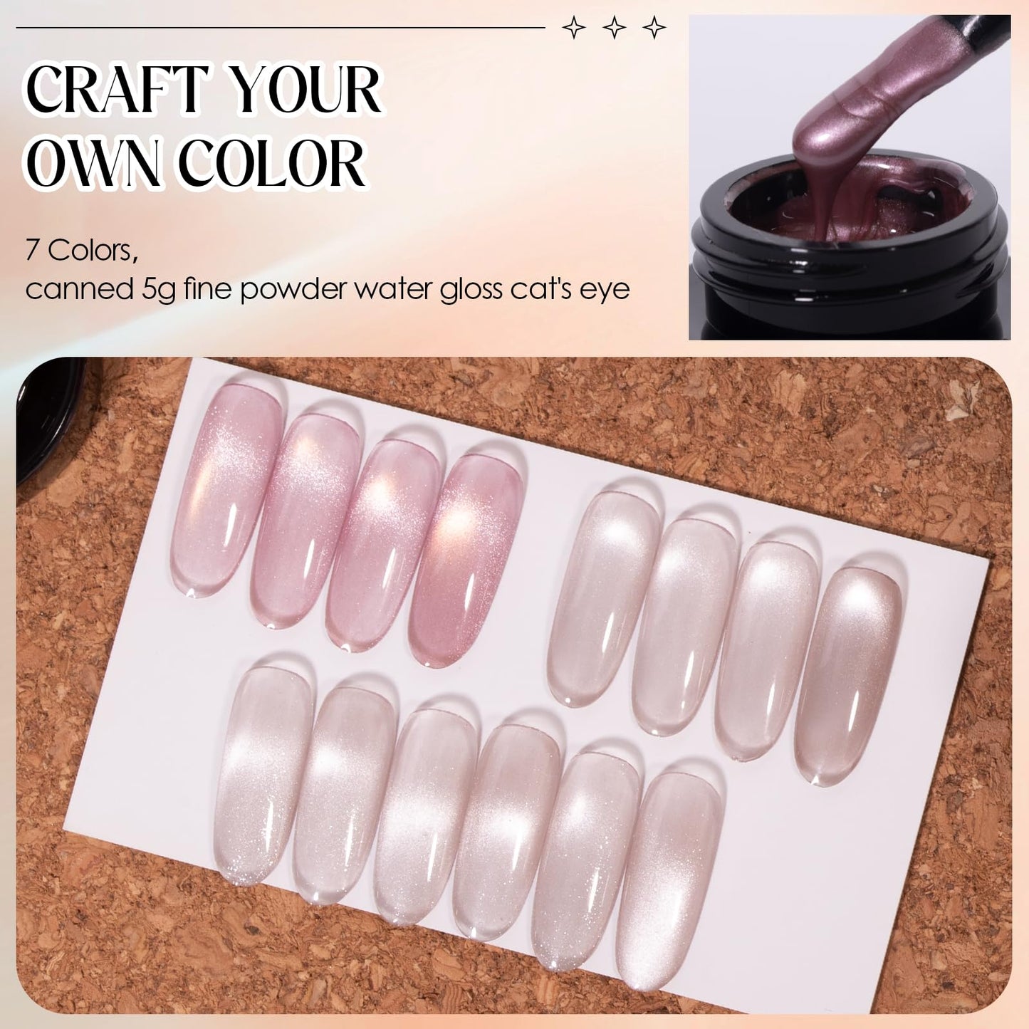 ADHERE Cat Eye Gel Nail Polish Set, Holographic Glitter 7 Colors with Magnet Stick and Brush Gel Polish Soak Off Led Gel Polish Kit Nail Art Gel Manicure Salon DIY Gifts