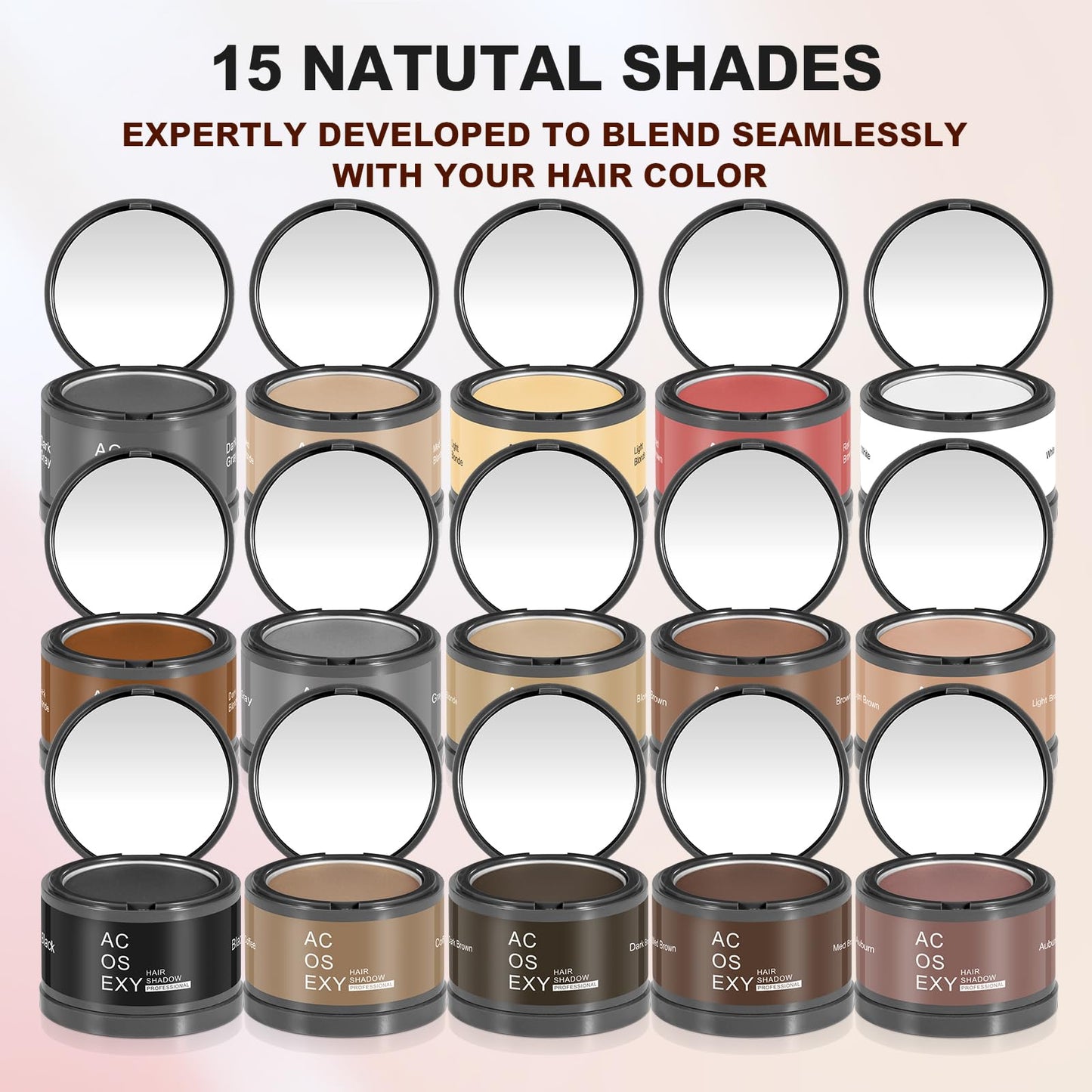 Root Touch Up Color Powder for Women and Men - Instant Coverage for Gray Hair, Thinning Hair, Bald Spots, Hairline Shadow, Eyebrows, and Beard Lines (Dark Gray)
