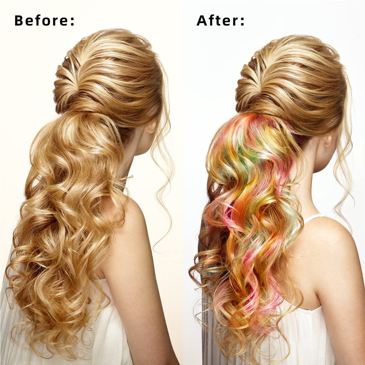 12 PCS Colored Clip in Hair Extensions, BEAHOT 22 Inch Rainbow Long Straight Hairpieces Clip in Synthetic, Halloween Cosplay Dress Up Fashion Party Christmas New Year Gift for Women Kids Girls, Purple