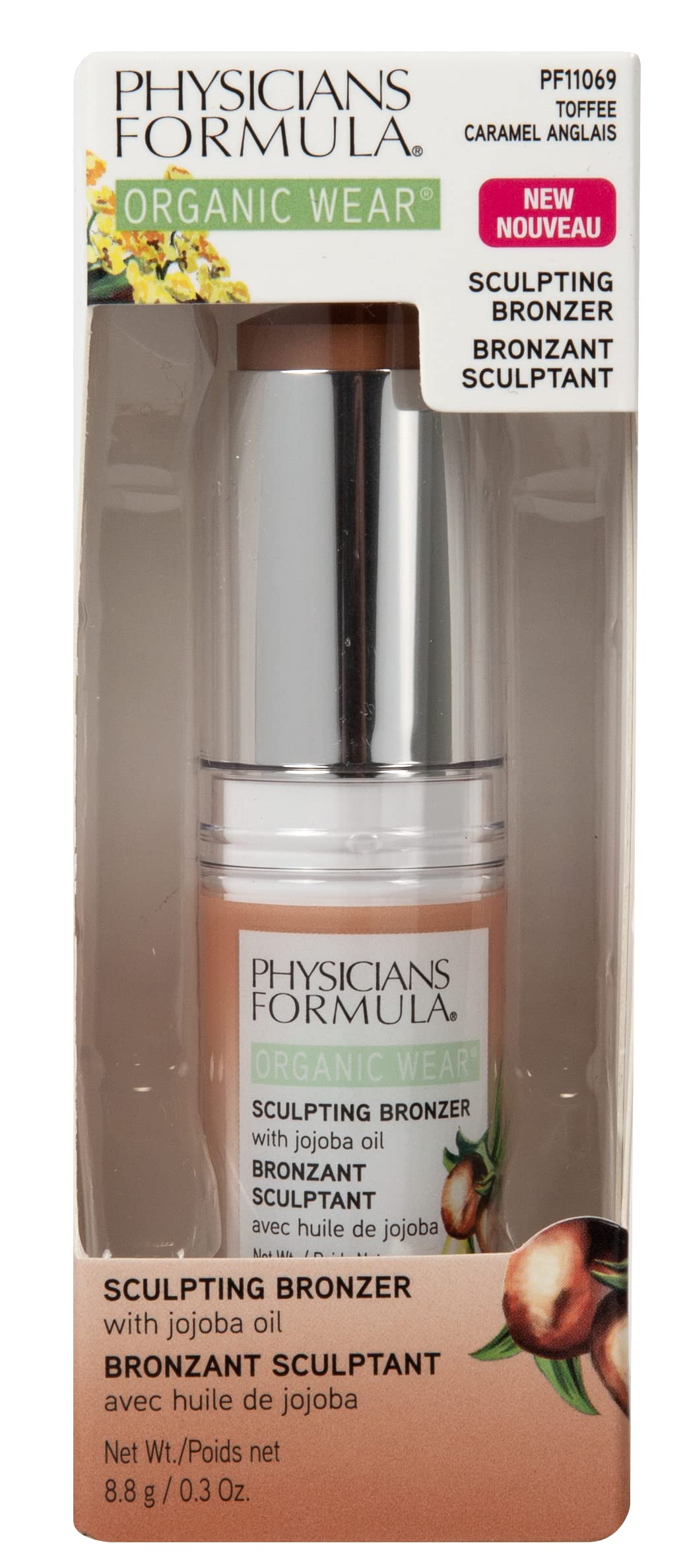 Physicians Formula Organic Wear All Natural Sculpting Face Bronzer Makeup Stick Toffee, Dermatologist Approved