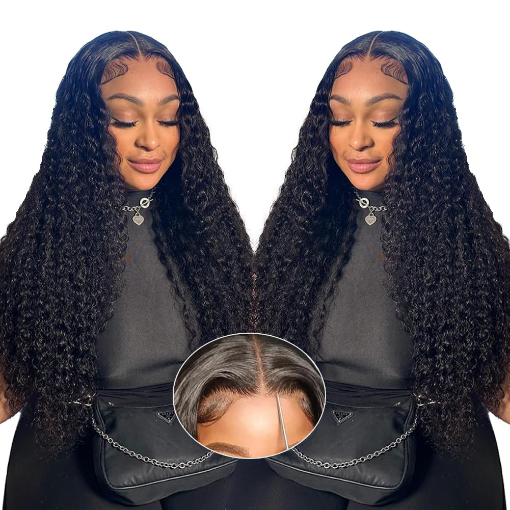 ACIWP Glueless Wigs Human Hair Pre Plucked Pre Cut Wear and Go Deep Wave Lace Front Wigs Human Hair for Beginners Upgraded No Glue Pre Cut 5x5 Hd Lace Closure Wigs for Black Women Human Hair 26 Inch