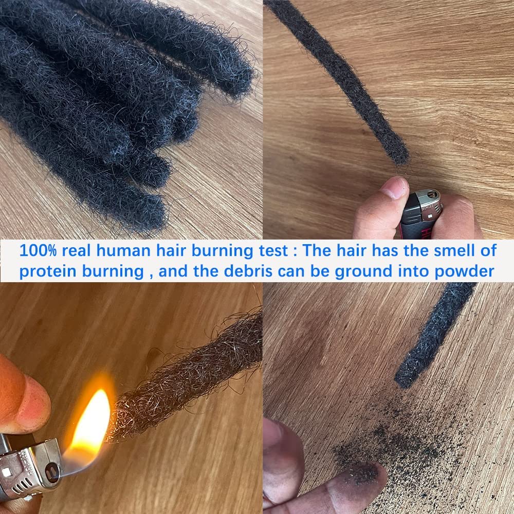 loc extensions Human Hair #Burgundy 8 Inch 10 Strands 0.4cm Thickness for Man/Women/Kid 100% Handmade Can Be Dyed Bleached Curled and Real Permanent Human Hair Dreadlock Extensions