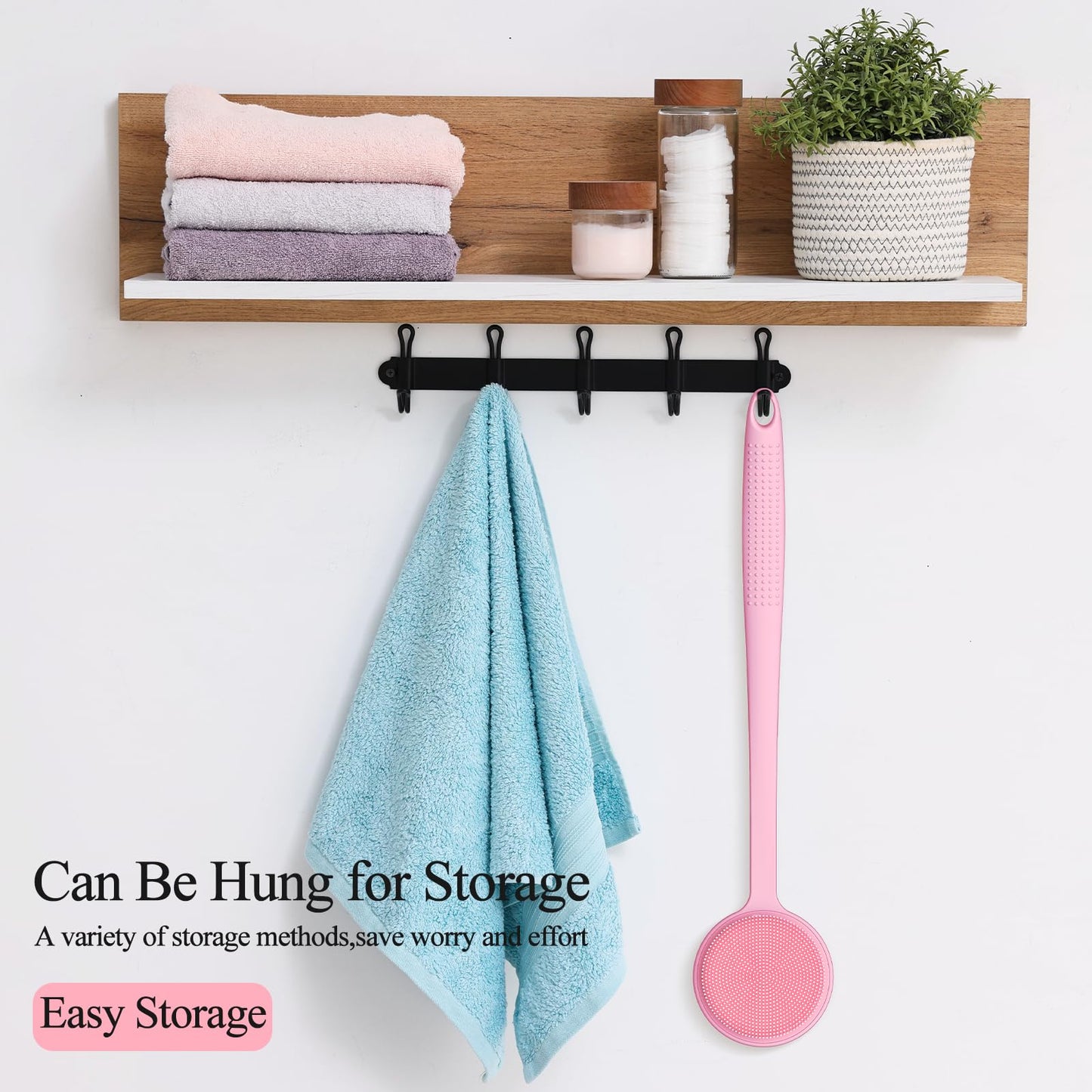 VWMYQ 2 Pack Back Scrubber for Shower, 17in Lengthen Long Handle Body Brush, Double Sided Shower Brush for Shower Exfoliating and Massage Can Produce Rich Foam, Long Handle Back Scrubber for Men