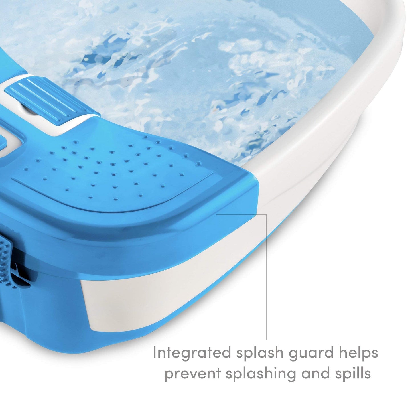 Homedics Bubble Bliss Deluxe Foot Spa with Heat Massaging Arch, 3 Acupressure Attachments, Splash Guard, Raised Nodes Creates Bubbles, Improves Circulation, Soothe Tired Muscles, Built-in Storage